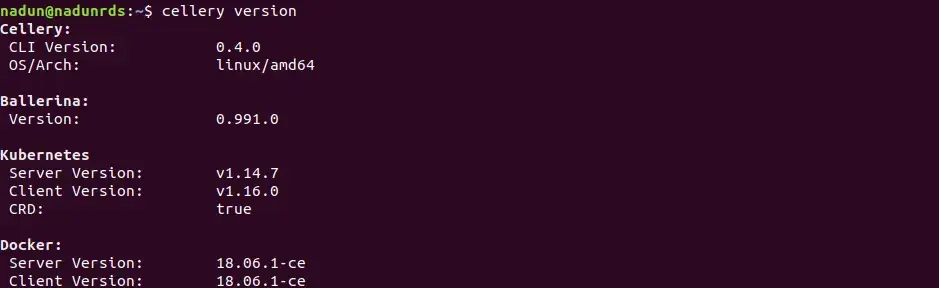 Cellery Version Output