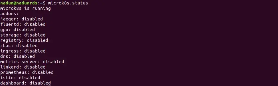 MicroK8s Status Output