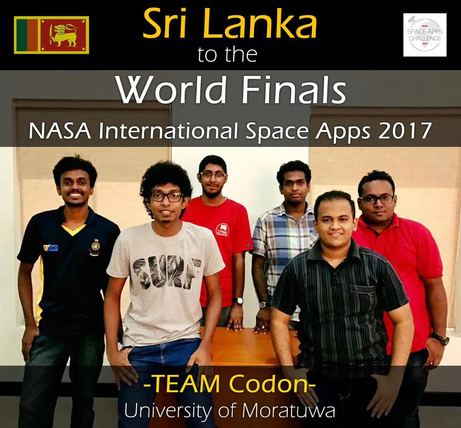 Team Codon members posing together after the NASA Space Apps Challenge.